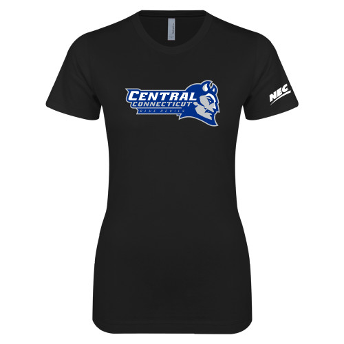 Next Level Womens Black Boyfriend Tee-Northeast Conference Central Connecticut Primary Mark