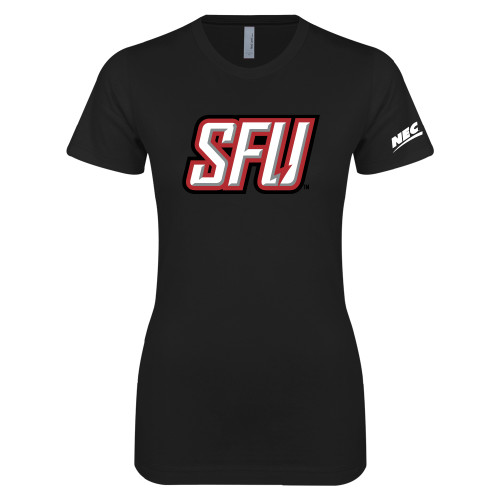 Next Level Womens Black Boyfriend Tee-Northeast Conference Saint Francis University Primary Mark