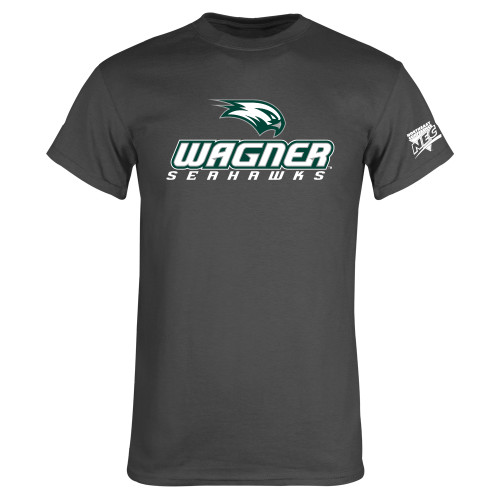 Charcoal T Shirt-Northeast Conference Wagner College Wagner Seahawks Stacked Mark