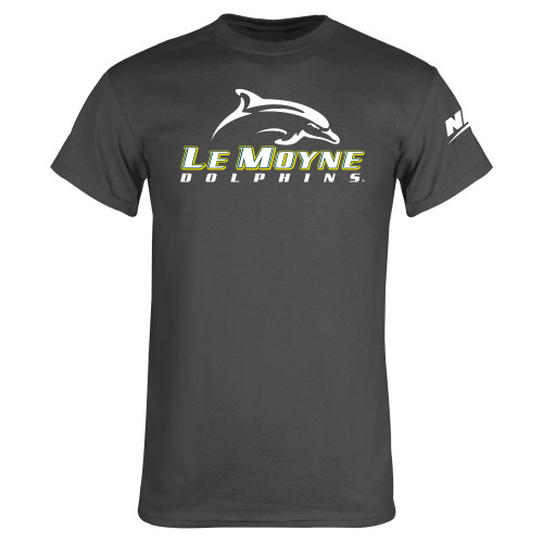 Charcoal T Shirt-NEC Le Moyne Dolphins Primary Mark