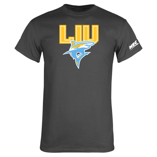 Charcoal T Shirt-Northeast Conference Long Island University Primary Mark