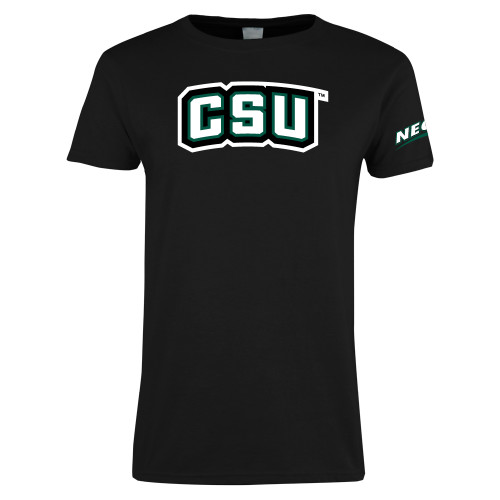 Womens Black Short Sleeve Tee-CSU Wordmark