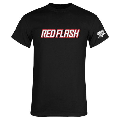 Black T Shirt-Northeast Conference Saint Francis University Red Flash Wordmark