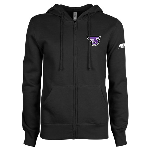 ENZA Womens Black Fleece Full Zip Hoodie-NEC Stonehill S