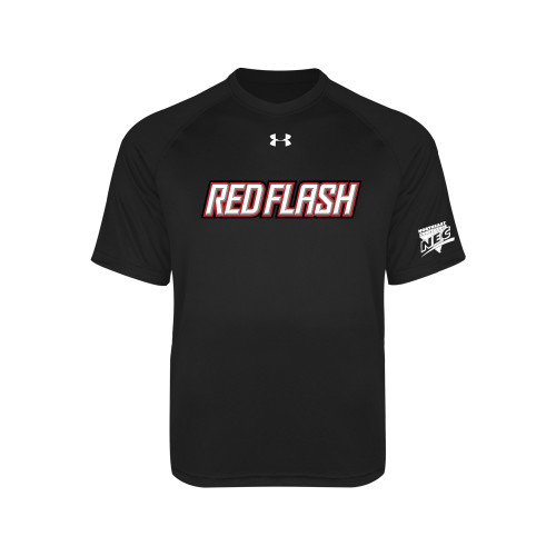 Under Armour Youth Black Tech Tee-Northeast Conference Saint Francis University Red Flash Wordmark