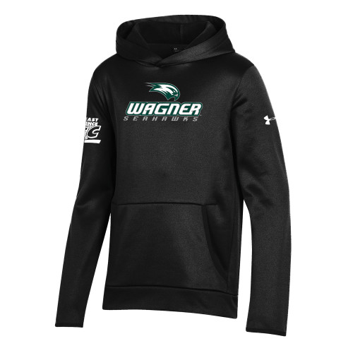 Under Armour Youth Black Fleece Hoodie-Northeast Conference Wagner College Wagner Seahawks Stacked Mark