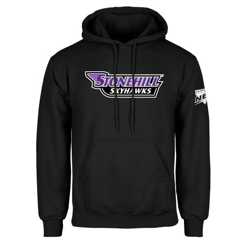 Black Fleece Hoodie-NEC Stonehill Skyhawks Wordmark