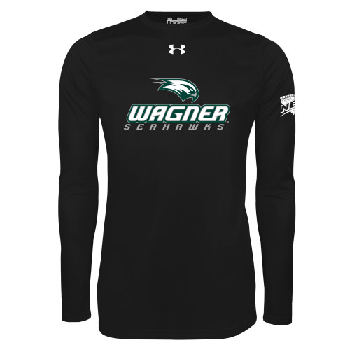Under Armour Black Long Sleeve Tech Tee-Northeast Conference Wagner College Wagner Seahawks Stacked Mark