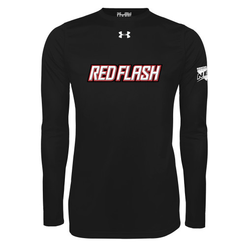 Under Armour Black Long Sleeve Tech Tee-Northeast Conference Saint Francis University Red Flash Wordmark