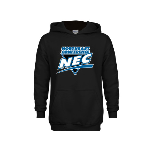 Youth Black Fleece Hoodie-Northeast Conference NEC Full Mark