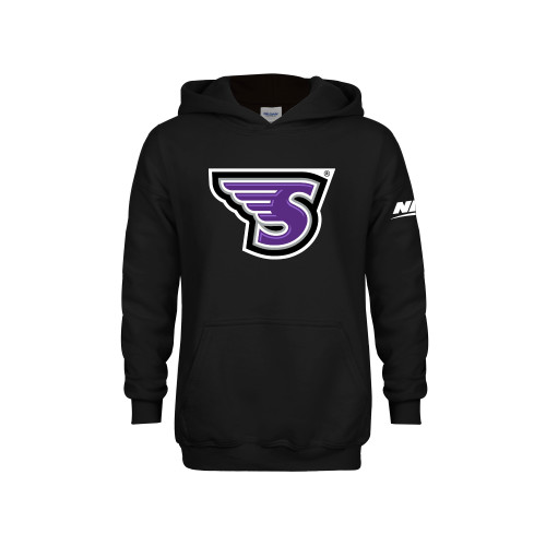 Youth Black Fleece Hoodie-NEC Stonehill S