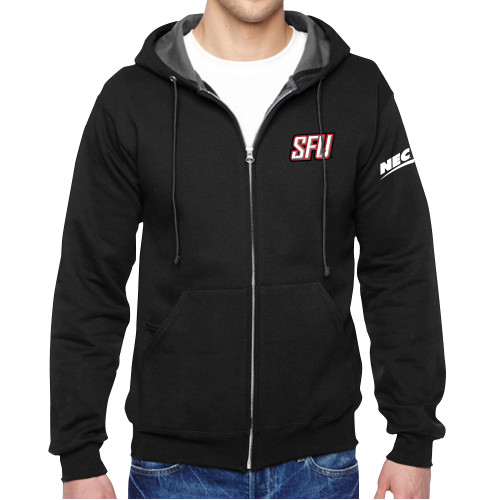 Black Fleece Full Zip Hoodie-Northeast Conference Saint Francis University Primary Mark