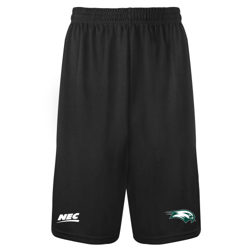 Black Performance Classic 9 Inch Short-Northeast Conference Wagner College Mascot Mark