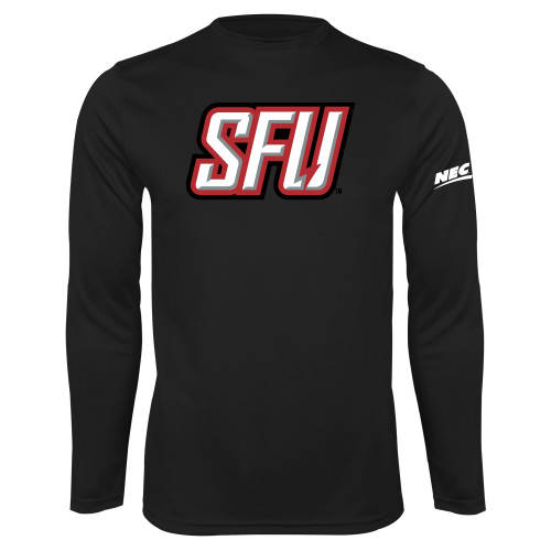 Black Performance Long Sleeve Shirt-Northeast Conference Saint Francis University Primary Mark