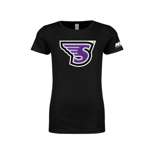 Next Level Girls Black Fashion Fit T Shirt-NEC Stonehill S