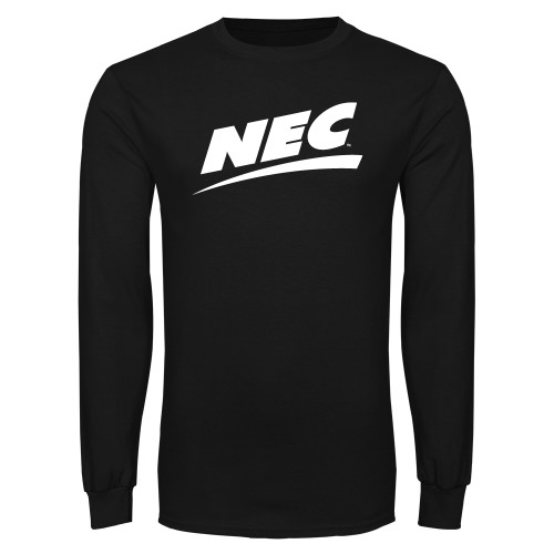 Black Long Sleeve T Shirt-Northeast Conference NEC Flat Mark
