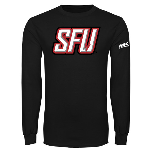 Black Long Sleeve T Shirt-Northeast Conference Saint Francis University Primary Mark