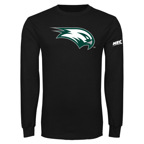 Black Long Sleeve T Shirt-Northeast Conference Wagner College Mascot Mark