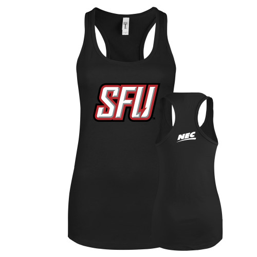 Next Level Womens Black Racerback Tank -Northeast Conference Saint Francis University Primary Mark