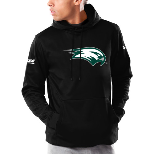 Under Armour Black Armour Fleece Hoodie-Northeast Conference Wagner College Mascot Mark
