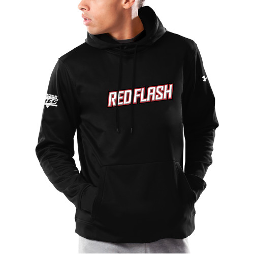 Under Armour Black Armour Fleece Hoodie-Northeast Conference Saint Francis University Red Flash Wordmark