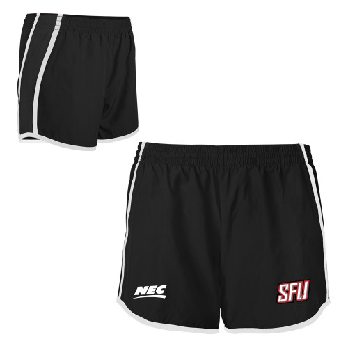Womens Black/White Team Short-Northeast Conference Saint Francis University Primary Mark