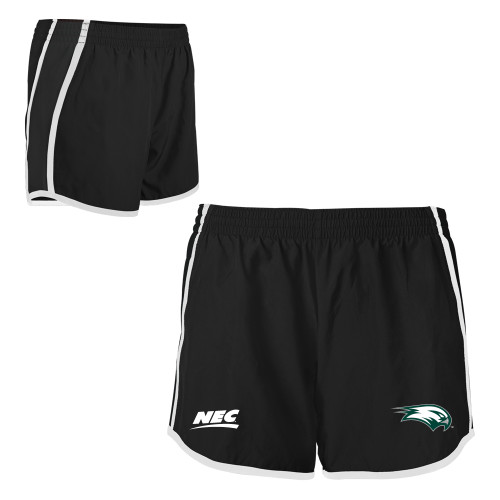 Womens Black/White Team Short-Northeast Conference Wagner College Mascot Mark