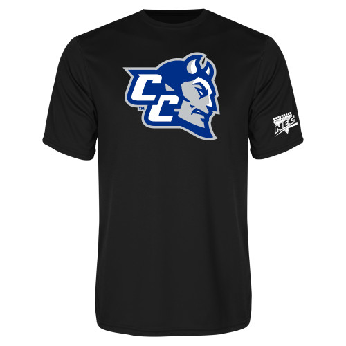 Black Performance Tee-Northeast Conference Central Connecticut CC Mascot Mark