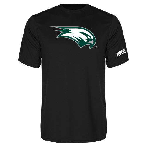 Black Performance Tee-Northeast Conference Wagner College Mascot Mark