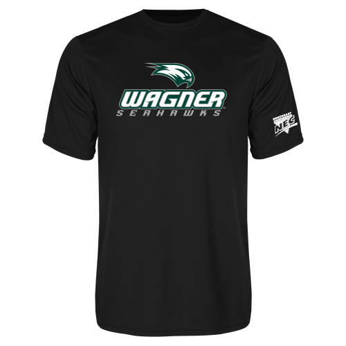 Black Performance Tee-Northeast Conference Wagner College Wagner Seahawks Stacked Mark