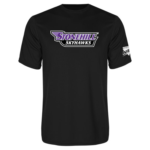 Black Performance Tee-NEC Stonehill Skyhawks Wordmark