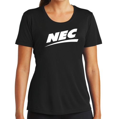 Womens Black Performance Tee-Northeast Conference NEC Flat Mark