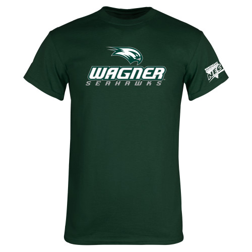 Dark Green T Shirt-Northeast Conference Wagner College Wagner Seahawks Stacked Mark
