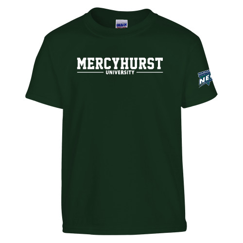 Youth Dark Green T Shirt-Mercyhurst University Wordmark
