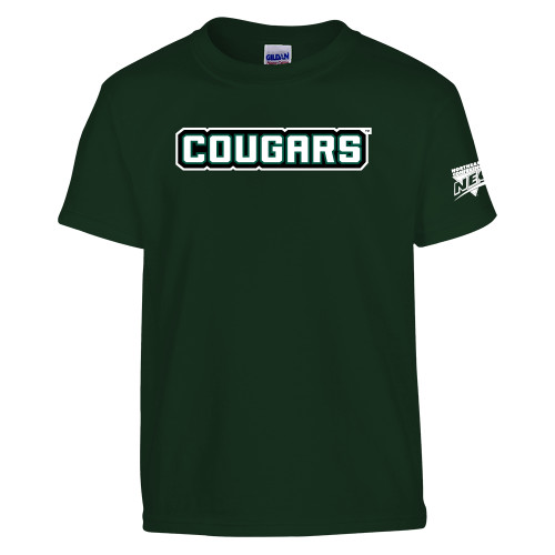 Youth Dark Green T Shirt-Cougars Wordmark