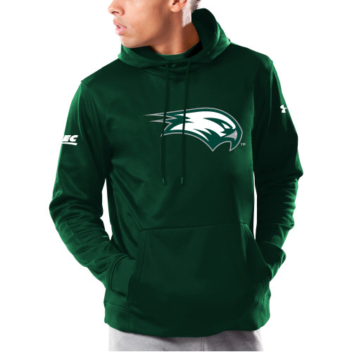 Under Armour Dark Green Armour Fleece Hoodie-Northeast Conference Wagner College Mascot Mark