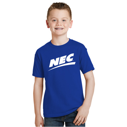 Youth Royal T Shirt-Northeast Conference NEC Flat Mark