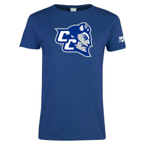 Womens Royal Short Sleeve Tee-Northeast Conference Central Connecticut CC Mascot Mark