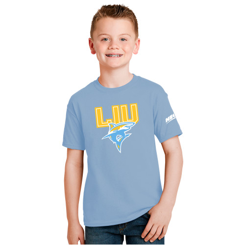 Youth Light Blue T Shirt-Northeast Conference Long Island University Primary Mark