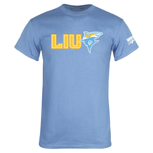 Light Blue T Shirt-Northeast Conference Long Island University LIU with Mascot Flat