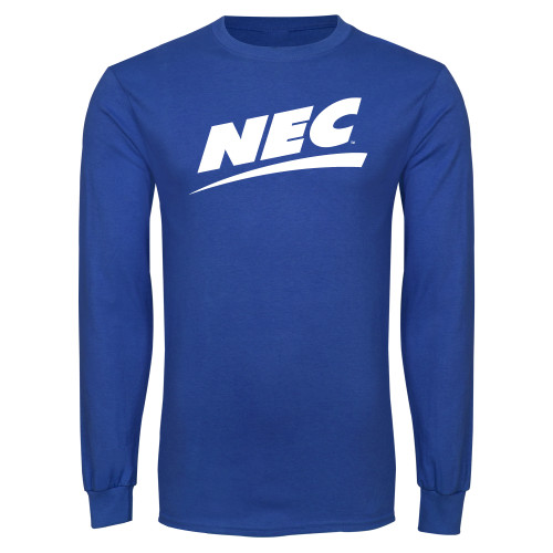 Royal Long Sleeve T Shirt-Northeast Conference NEC Flat Mark