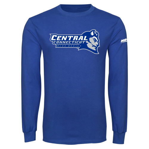 Royal Long Sleeve T Shirt-Northeast Conference Central Connecticut Primary Mark