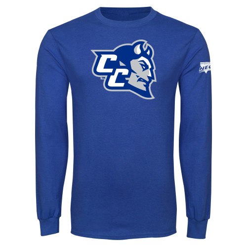 Royal Long Sleeve T Shirt-Northeast Conference Central Connecticut CC Mascot Mark