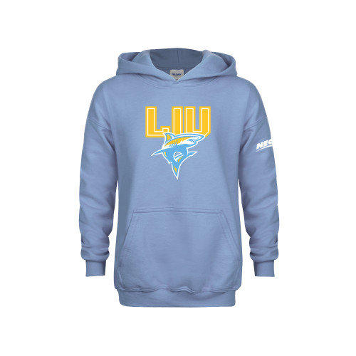 Youth Light Blue Fleece Hoodie-Northeast Conference Long Island University Primary Mark
