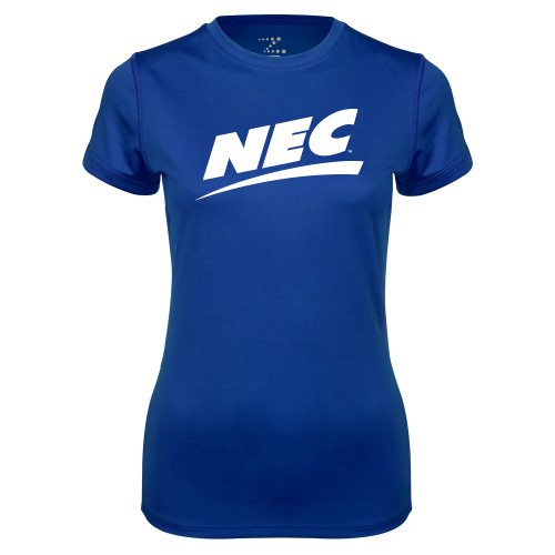 Womens Royal Performance Tee-Northeast Conference NEC Flat Mark