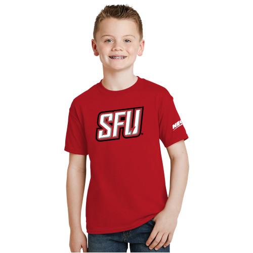 Youth Red T Shirt-Northeast Conference Saint Francis University Primary Mark