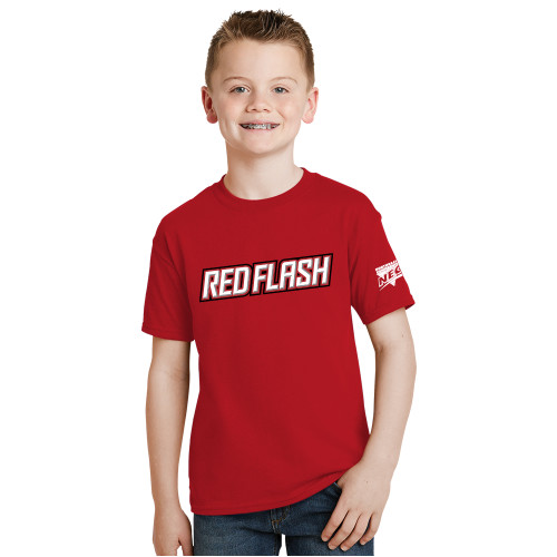 Youth Red T Shirt-Northeast Conference Saint Francis University Red Flash Wordmark