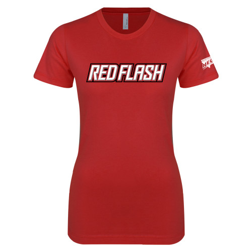 Next Level Womens Red Boyfriend Tee-Northeast Conference Saint Francis University Red Flash Wordmark