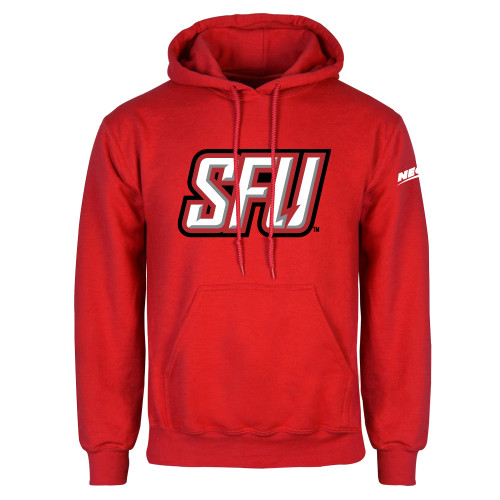 Red Fleece Hoodie-Northeast Conference Saint Francis University Primary Mark