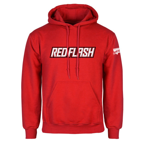 Red Fleece Hoodie-Northeast Conference Saint Francis University Red Flash Wordmark